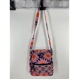 Vera Bradley Women's Crossbody Bag Pink Navy Orange‎ Floral Cotton